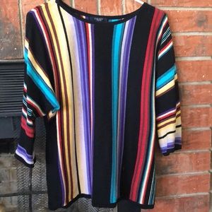Cute, 3/4 sleeve, multi striped light sweater